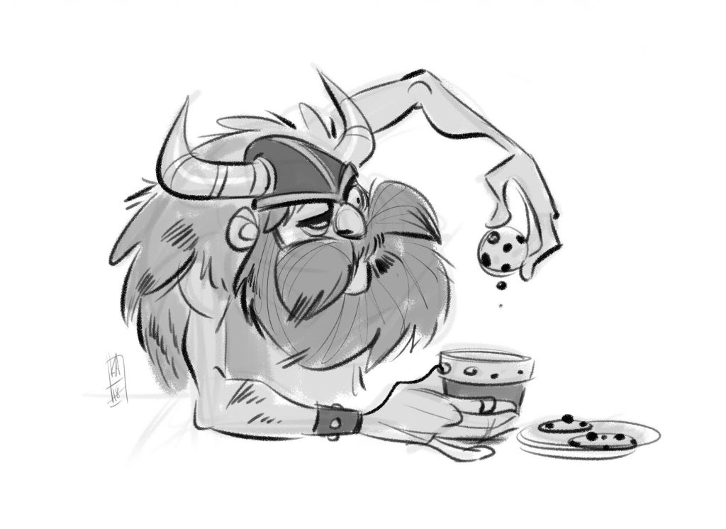 Lunch break doodle. Viking and a cookie. by Kenneth Anderson