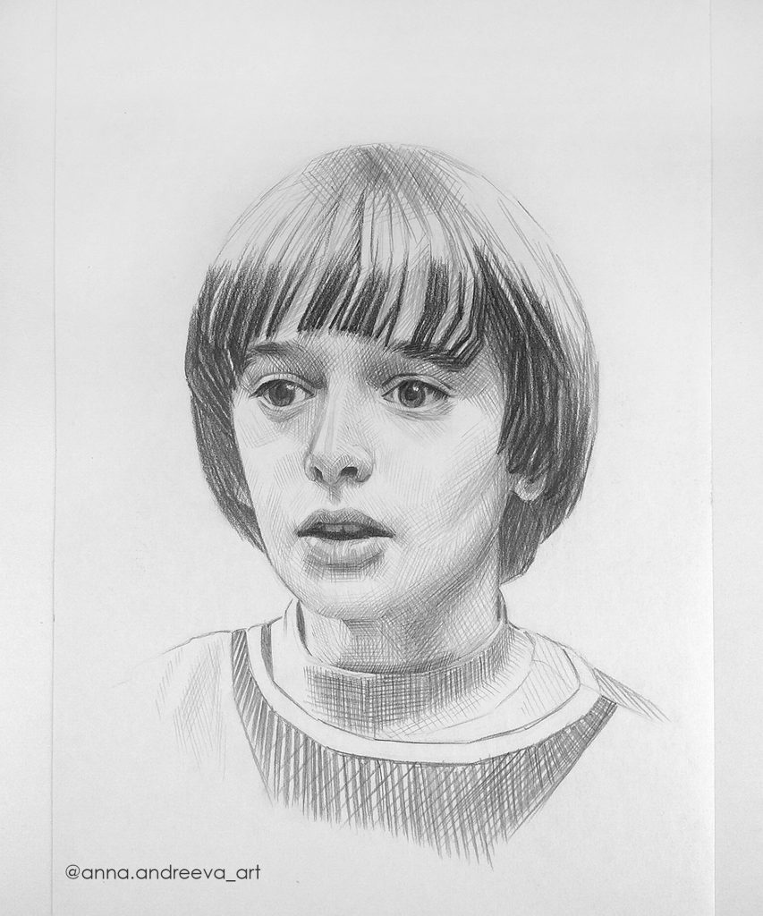 Stranger Things Pencil Drawing Fan Art of Will by Anna Andreeva