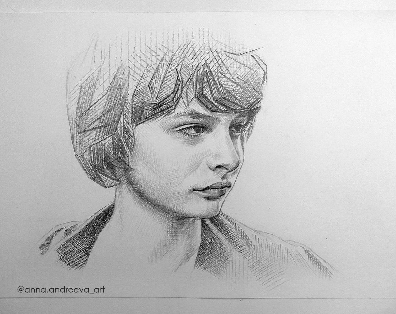 Stranger Things Pencil Drawing Fan Art of Mike by Anna Andreeva