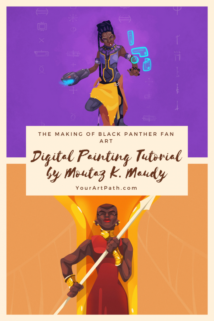 Making Black Panther Fan Art - Digital Painting Tutorial by Moutaz K. Maudy