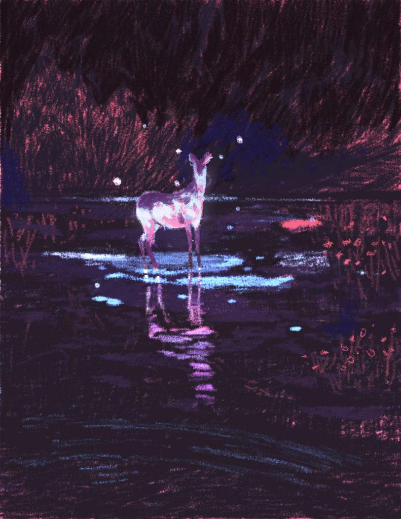 Deer Standing Illustration by Xiao